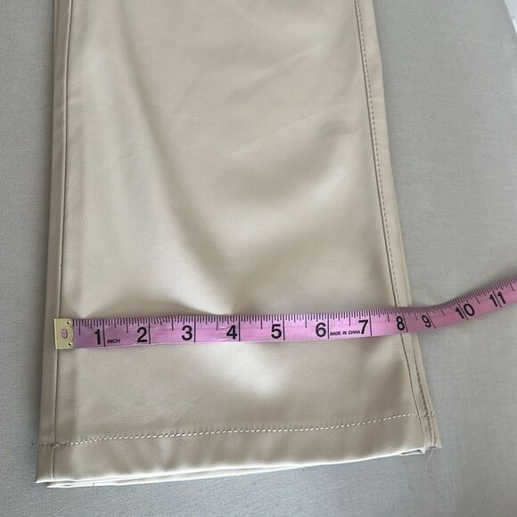ZARA Women’s Faux Leather Pants Beige/Cream Size 6US - Picture 9 of 12